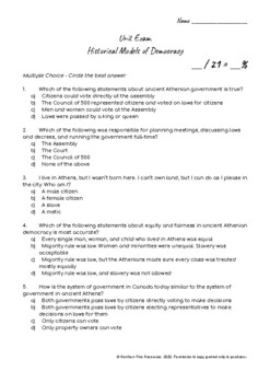 Preview of Ancient Athens and Iroquois Confederacy Unit Test ALBERTA GRADE 6