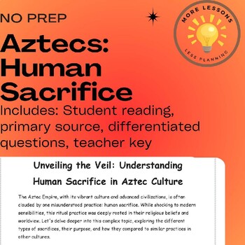 Preview of Ancient Aztec: Human Sacrifice Mesoamerica Reading Comprehension Worksheet