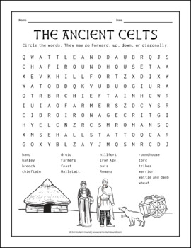 Ancient Celts Word Search by Curriculum Hound TPT