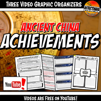 Preview of Ancient China Achievements YouTube Video Graphic Organizer Notes Doodle Style