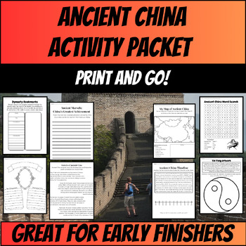Preview of Ancient China Activities, Map and Timeline-Great for Sub Work & Early Finishers 