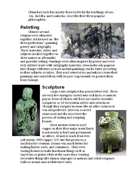 Preview of Ancient Chinese Art/Culture Lesson Papers