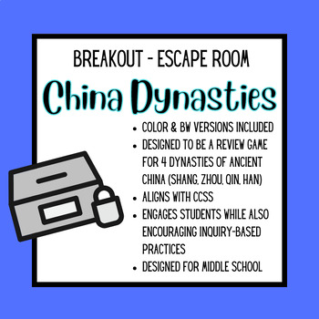 Preview of Ancient China- Breakout/Escape Room 4 Dynasties of Ancient China Review