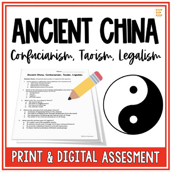 Preview of Ancient China Chinese Assessment - Confucianism Daoism Legalism