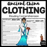 Ancient China Clothing Reading Comprehension Informational Worksheet