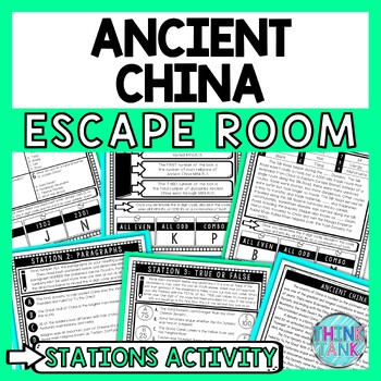 Preview of Ancient China Escape Room Stations - Reading Comprehension Activity