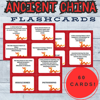 Preview of Ancient China Flashcards - Great for 6th grade! - Study Skills Practice