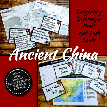 Preview of Ancient China Geography Scavenger Hunt and Task Cards - Differentiated