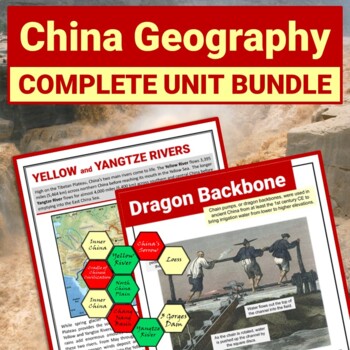 Preview of Ancient China Geography Reading Comprehension, Map, DBQ Activity BUNDLE