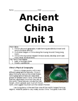 Preview of Ancient China: Independent Work Packet