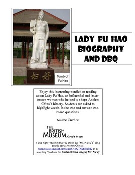 Preview of Ancient China - Lady Fu Hao biography and DBQ