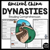 Ancient China Major Dynasties Reading Comprehension Worksheet