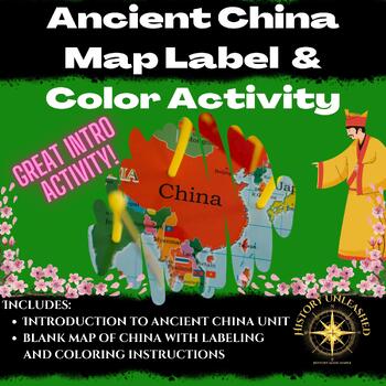 Preview of Ancient China Map Activity -  Label and Color Worksheet