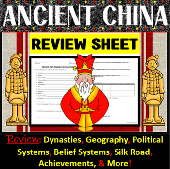 Preview of Ancient China Unit Review Sheet and Study Guide - Print and Google Compatible