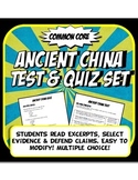 Ancient China Quiz and Test Common Core Writing and Literacy