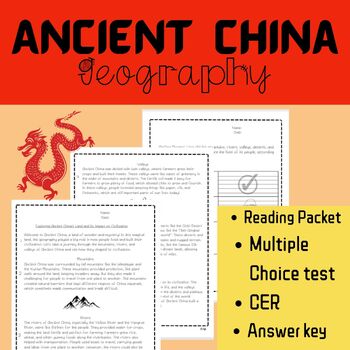 Preview of Ancient China Geography Reading and Writing Packet