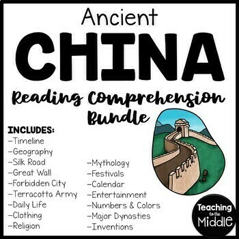 Preview of Ancient China Reading Comprehension Informational Text Worksheet Bundle