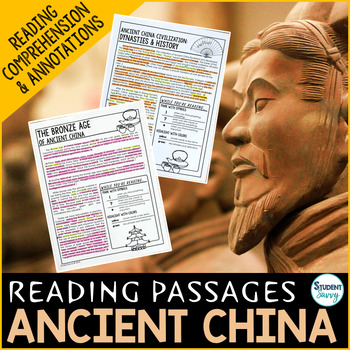 Preview of Ancient China Reading Passages Questions Annotations Dynasties Activities Unit