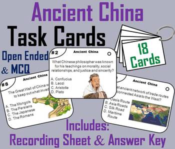 Preview of Ancient China Task Cards Activity (Silk Road, Confucius, Terracotta Warriors)