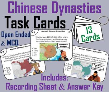 Preview of Ancient Chinese Dynasties Task Cards Activity