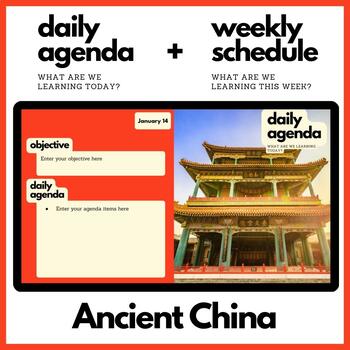 Preview of Ancient China Themed Daily Agenda + Weekly Schedule for Google Slides