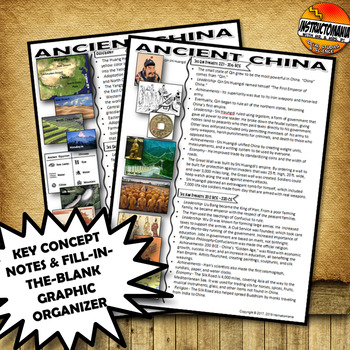 Ancient China Two Page CLOZE Notes & Graphic Organizer with Google Fillable