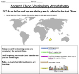 Ancient China Vocabulary Annotations Activity