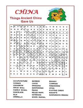 china ancient word wordsearch gave puzzle things subject