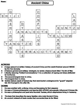 Ancient China Worksheet/ Crossword Puzzle by Science Spot | TpT