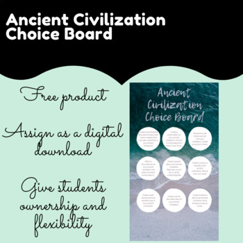 Preview of Ancient Civilization Choice Board - Distance Learning Project