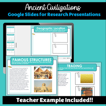 Preview of Ancient Civilization: Digital Research Google Slides Project for Students