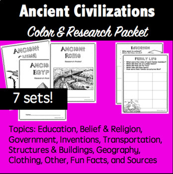 Preview of Ancient Civilization- Research Packet