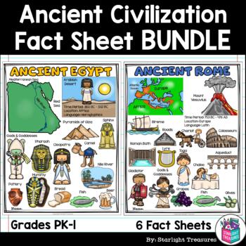 Preview of Ancient Civilization Fact Sheet Bundle for Early Readers: Egypt, Rome, Greece