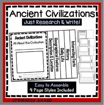 Preview of Ancient Civilization Flip Book - History Research - Writing about Archeology