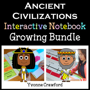 Preview of Ancient Civilization Interactive Notebook Growing Bundle with Scaffolded Notes