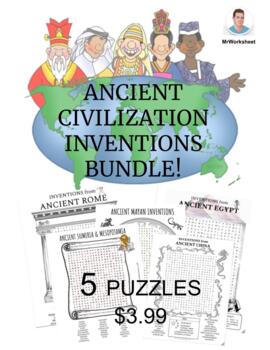 Preview of Ancient Civilization Inventions Bundle -  Distance Learning - Wordsearch