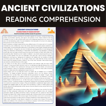 Preview of Ancient Civilization Reading Comprehension | Egypt Mesopotamia Greece Rome Inca