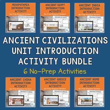 Preview of Ancient Civilizations Unit Introduction Activities Bundle | Worksheets