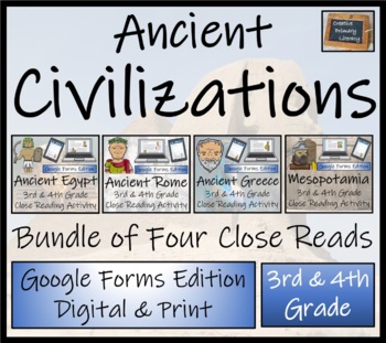 Preview of Ancient Civilizations Close Reading Bundle Digital & Print | 3rd & 4th Grade