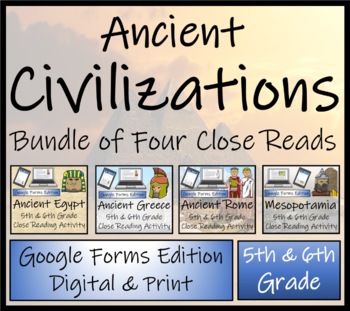 Preview of Ancient Civilizations Close Reading Bundle Digital & Print | 5th & 6th Grade