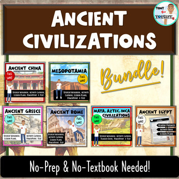 Preview of Ancient Civilizations / Ancient World Cultures Year-Long Bundle.  No-Prep!