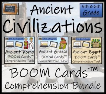 Preview of Ancient Civilizations BOOM Cards™ Comprehension Activity Bundle 5th & 6th Grade