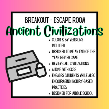 Preview of Ancient Civilizations- Breakout/Escape Room: Ancient Civilizations Unit Review