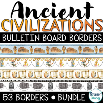 Preview of Ancient Civilizations Bulletin Board Borders Bundle - 53 Ancient History Borders