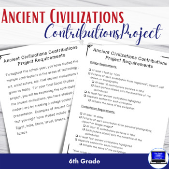 Preview of 6th Grade: No-Prep, Ancient Civilizations Contributions Project-includes rubric