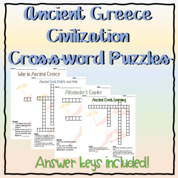 Ancient Greek Civilization Crossword Bundle by Teaching and Tacos123