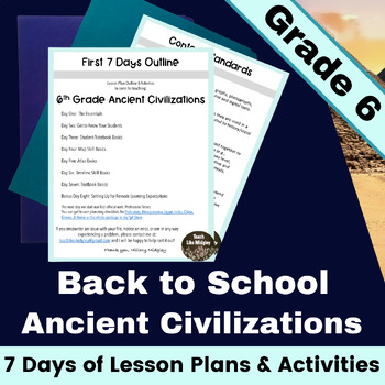 Preview of 6th Grade Social Studies Ancient History Back to School Lesson Plans