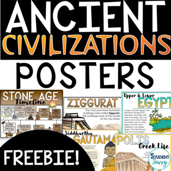 Preview of Ancient Civilizations Free Posters | Free Timelines | Free Word Walls Sampler