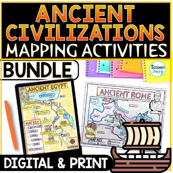 Preview of Ancient Civilizations Maps Mapping Activities Projects Early History Worksheets