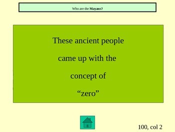 Preview of Ancient Civilizations Maya, Inca, and Aztec Jeopardy Game
